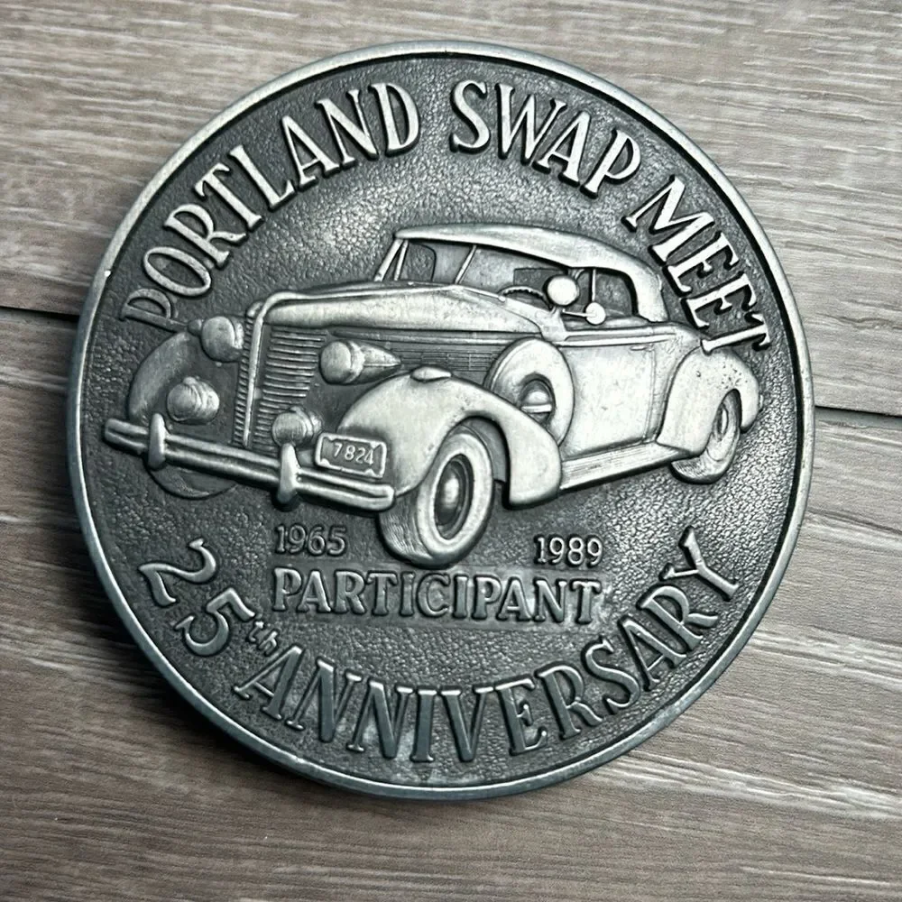 Portland Oregon swap meet 25th annual antique car club buckle